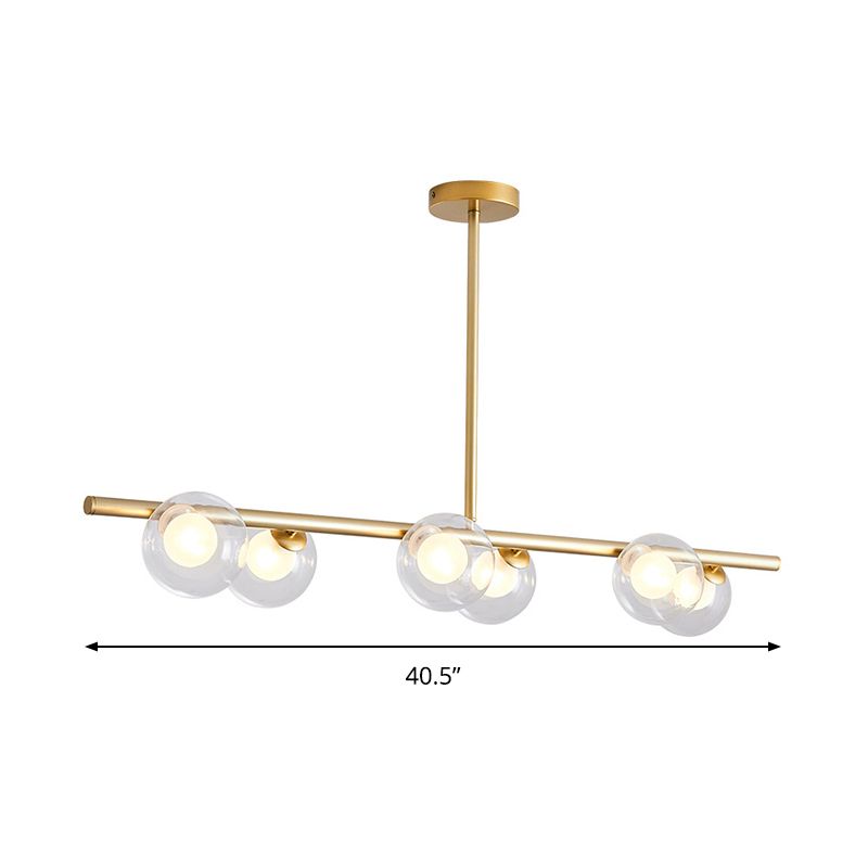Bubble Clear Glass Island Ceiling Light Modern Style 5/6 Lights Black/Gold Finish Pendant Light Fixture for Dining Room