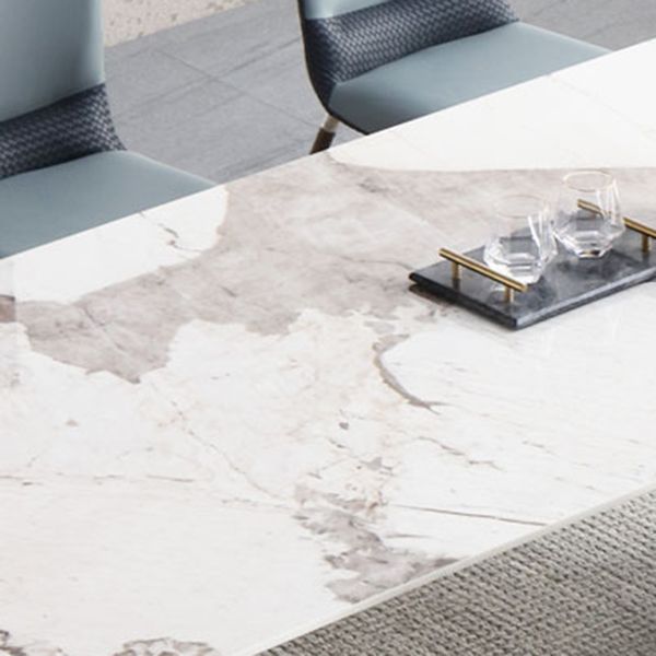 Table à manger en pierre frittée, Table de luxe à Double piédestal pour la maison