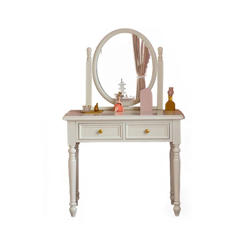 Bright White Ash Vanity Set with Mirror 17.71" Wide Vanity with 2 Drawer