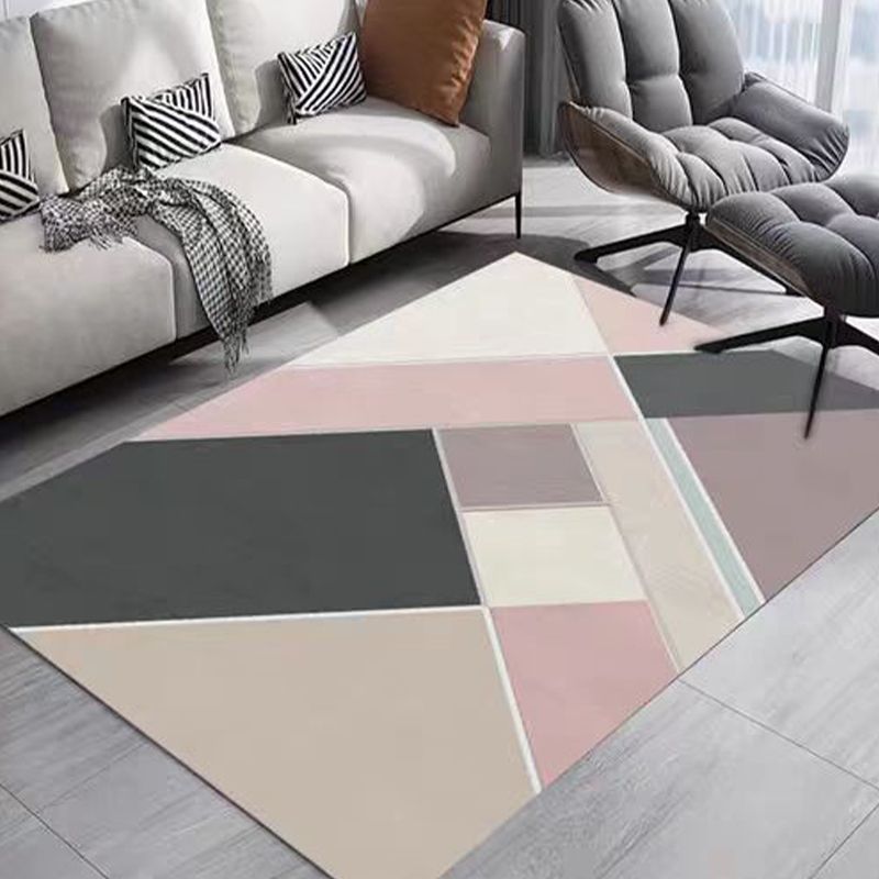 Black Modern Carpet Geometry Polyester Carpet Washable Carpet for Drawing Room