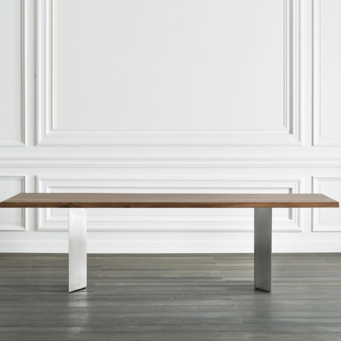 Mesa de comedor rectangular de color madera, mesa de madera maciza de pino, lujo con pedestal doble
