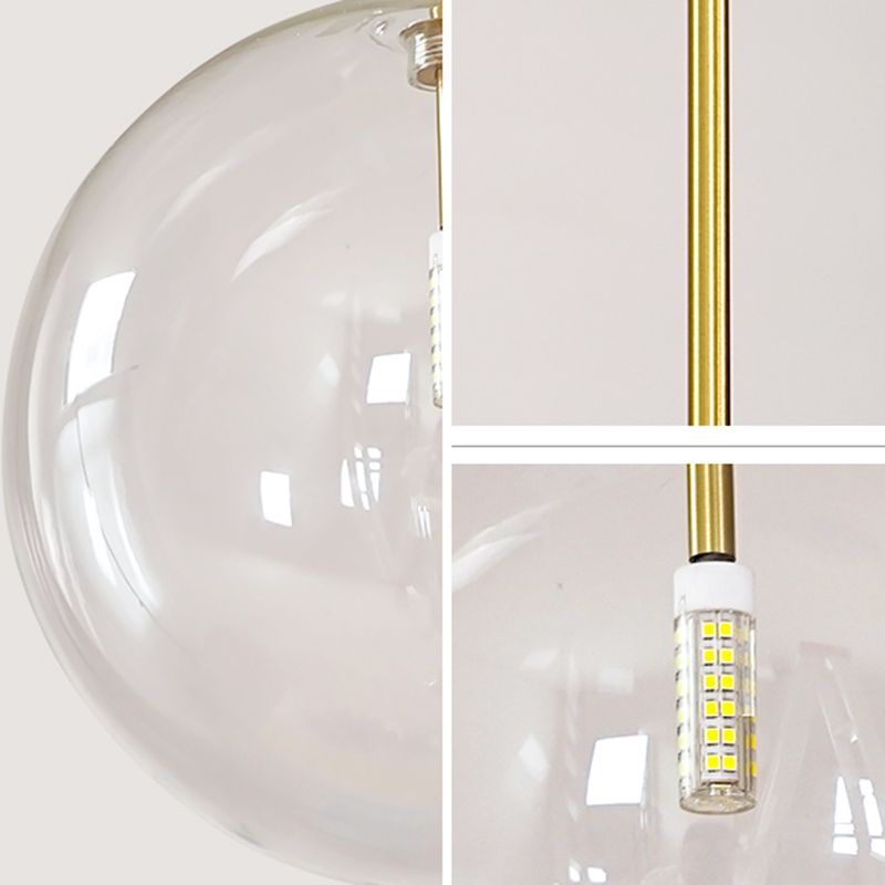 Moderne globale Hanglampenstange klare Glasanhänger Deckenleuchte mit 1 Licht