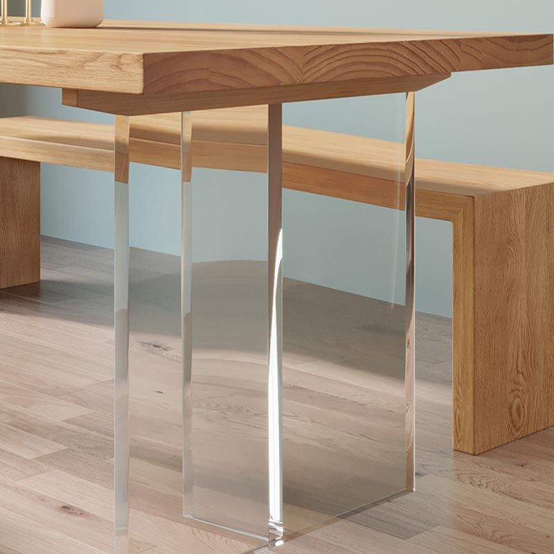 Modern Solid Wood Dinette Table Acrylic Base Dining Table for Living Room