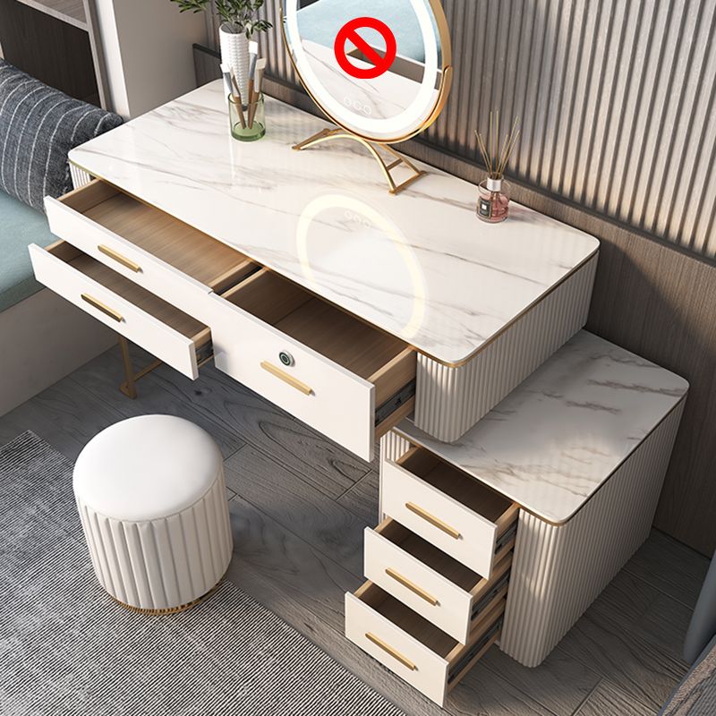 Glam Wood Make-up Vanity Slate Top Vanity Dressing Table with Drawer