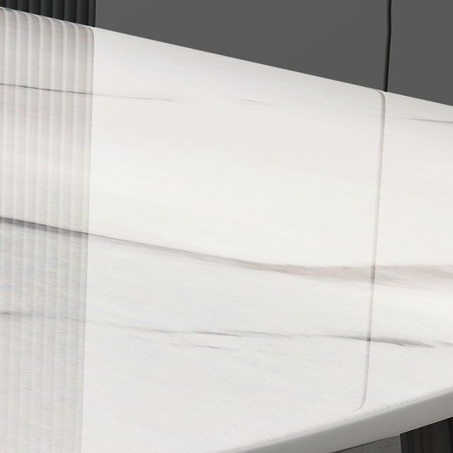 Mesa de comedor de piedra sinterizada Estilo de lujo 4 patas Mesa de rectángulo de base de acero al carbono para el hogar
