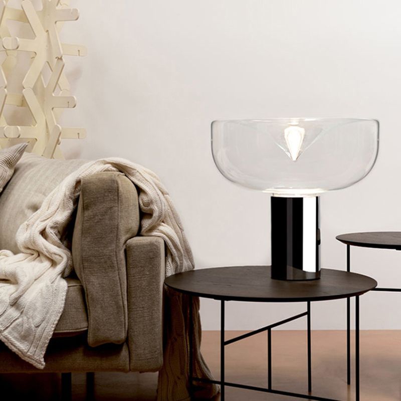 Bowl Glass Night Light minimalisme 1-Bulb Table Lampe avec design de haut ouvert pour la chambre