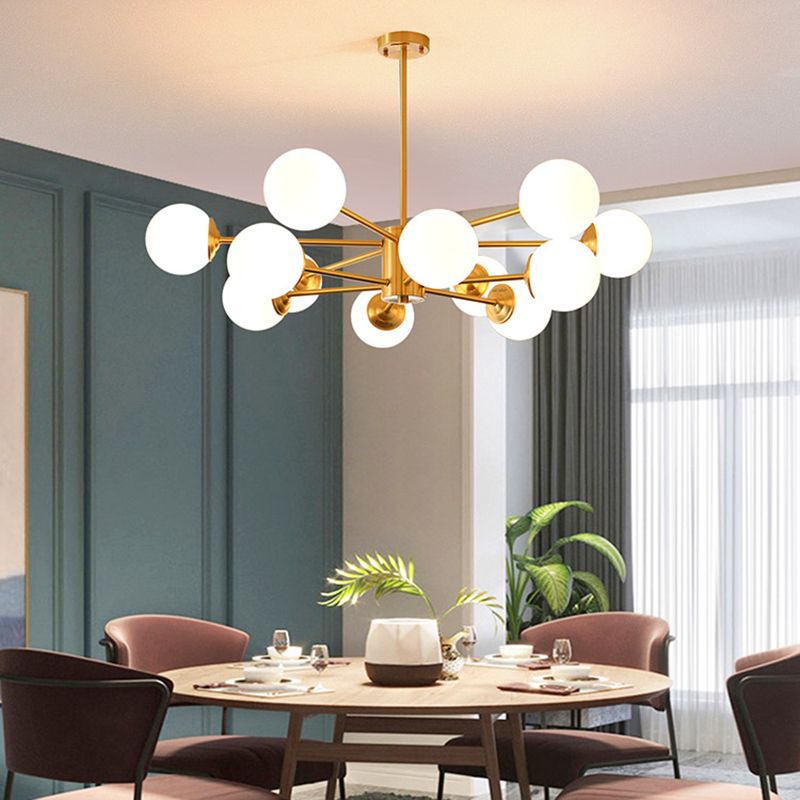 Nordic Style Molecular Styling Chandelier White Glass Orb Multi-light Pendant Lamp for Dining Room