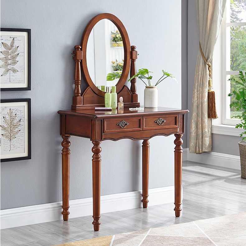 Traditional Dressing Table Stool Set Wooden Vanity Dressing Table for Bedroom