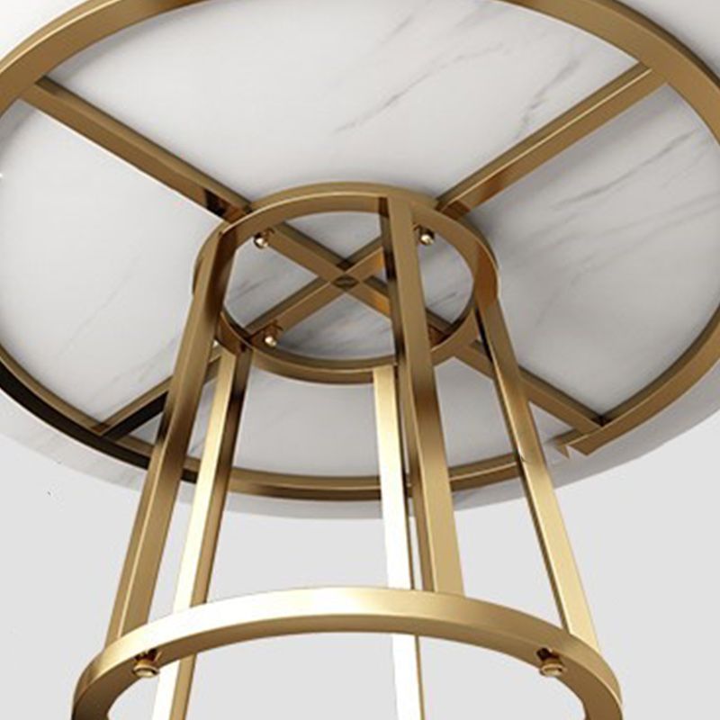 Round Black Iron Base Dining Table Modern Stone Pedestal Table