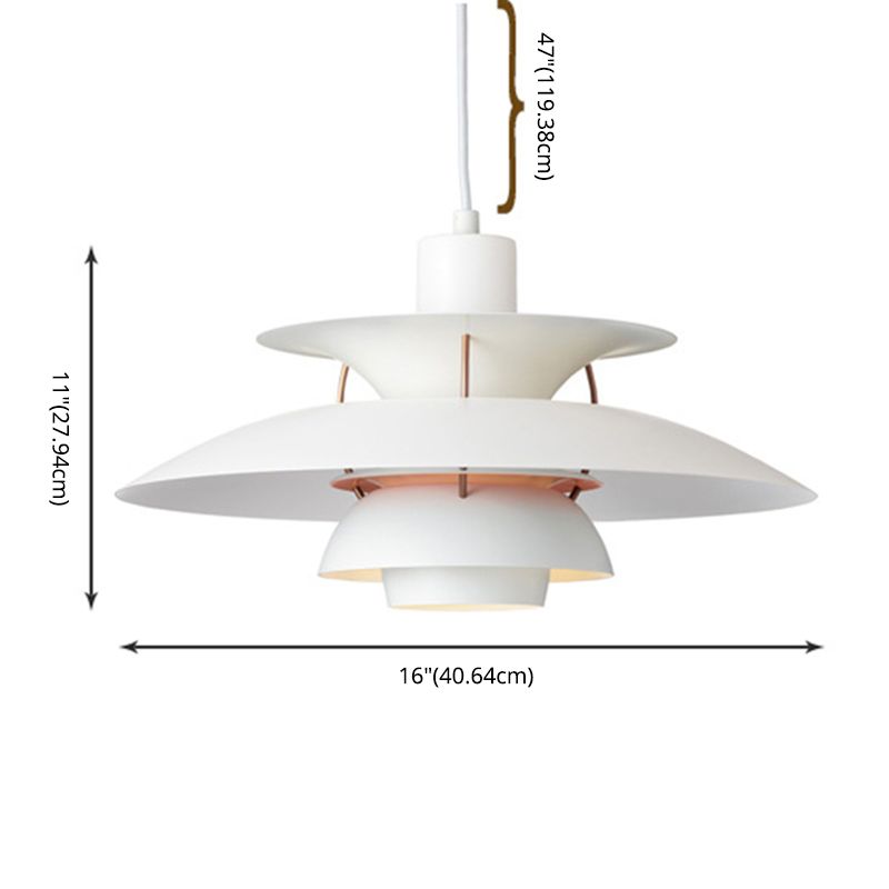 Multilayer Pendant Light Fixture Macaron Aluminum 1-Light Living Room Hanging Light