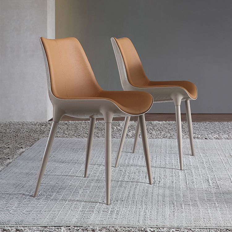 Contemporary Indoor Faux Leather Armless Upholstered Parsons Dining Chair