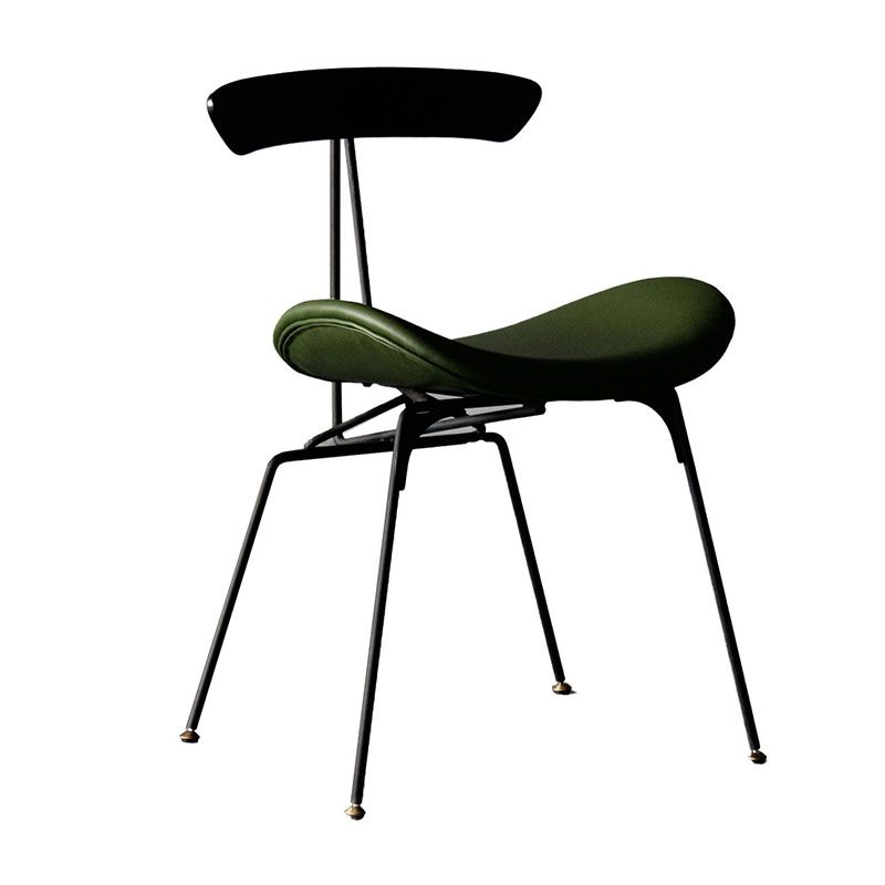 Silla lateral tapizada industrial para comedor, acabado mate, parte trasera abierta, silla de comedor