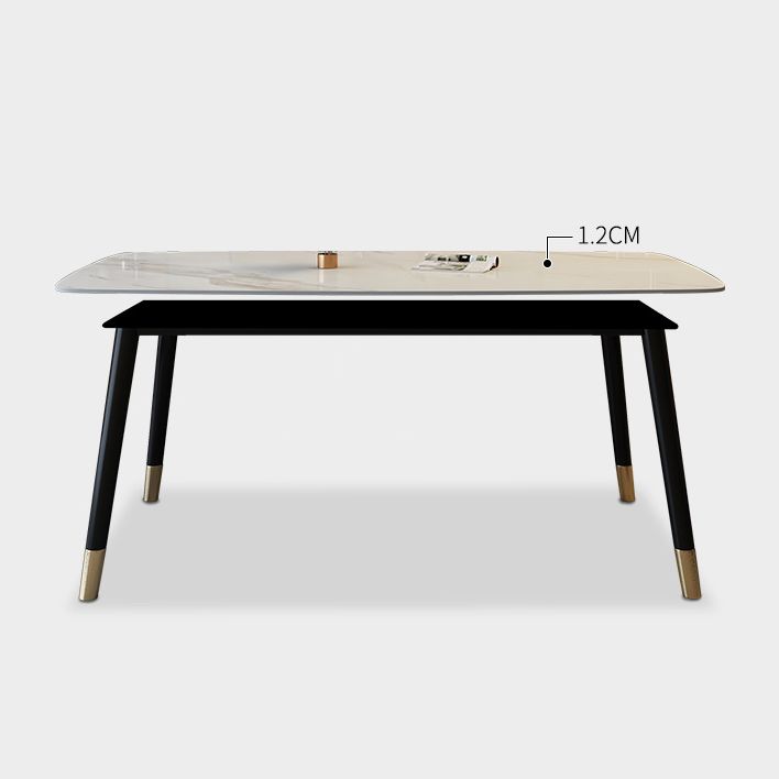 Traditional Luxury Rectangle Dining Table Solid Wood Black Frame 4 Legs Dining Table