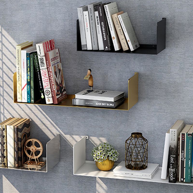 Metal Floating Bookcase Modern Style Closed Back Bookshelf for Home Office
