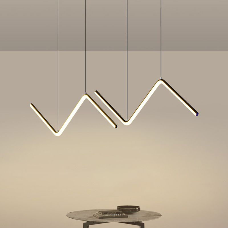 Modern Metal Chandelier Lamp Linear LED Island Pendant for Dining Room