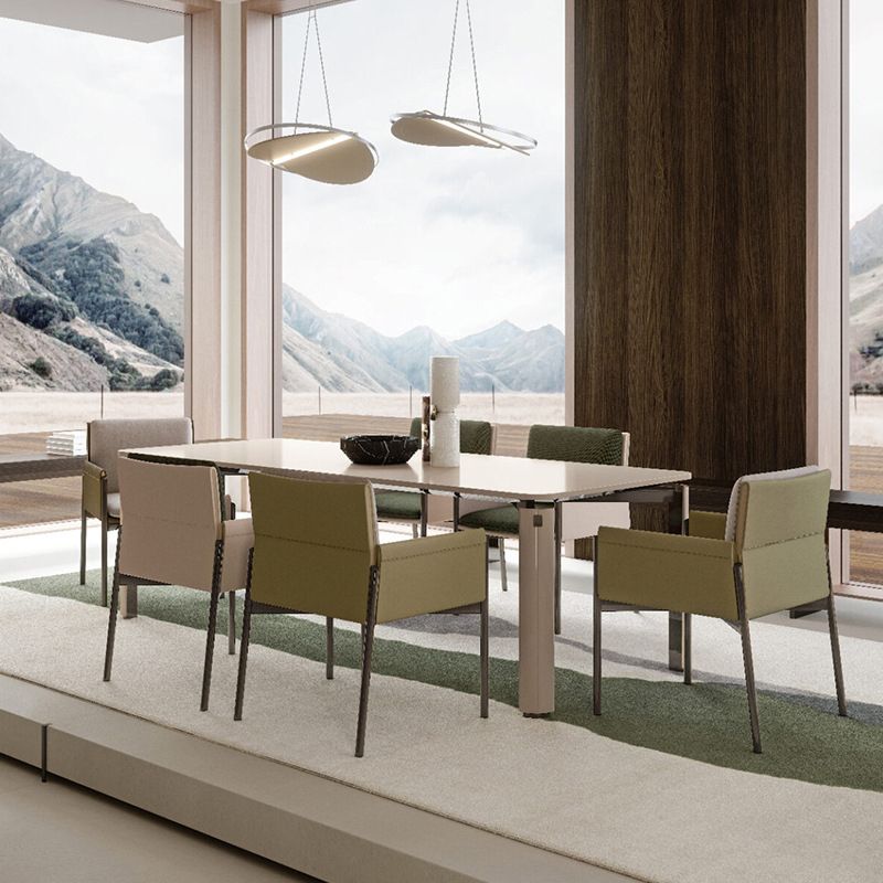 Modern Style Arm Chair Sponge Cushion Dining Chair of 22" Wide with Stainless Steel Legs