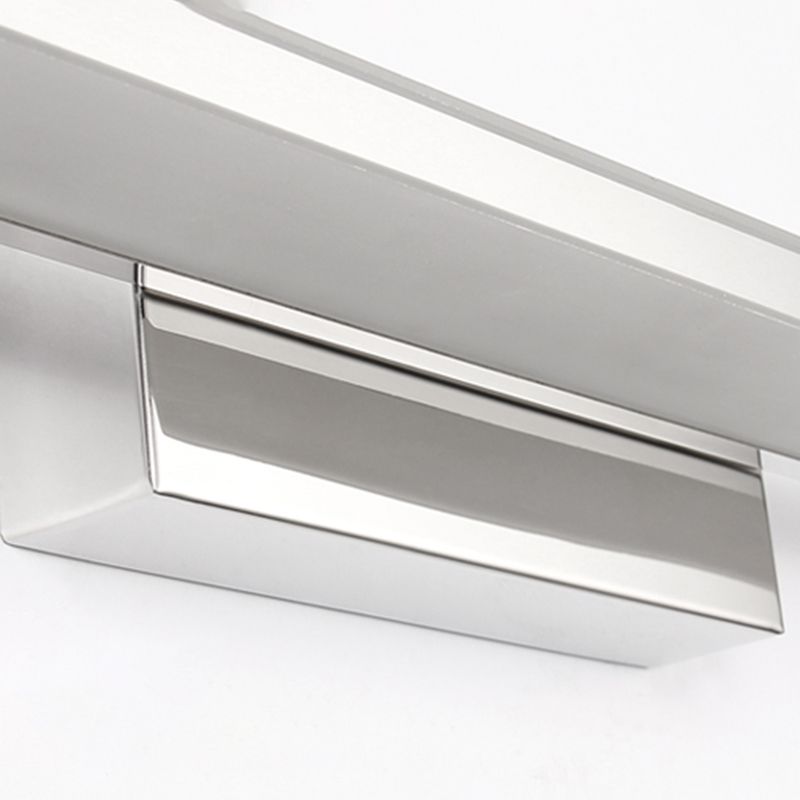 Metal 1-Light Linear Shade Wall Sconce Modern Style Mirror Wall Lighting in Silver