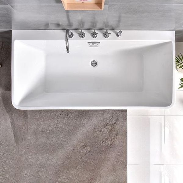Modern Soaking Bathtub Acrylic Rectangular White Bathtub , 23.62-inch Tall