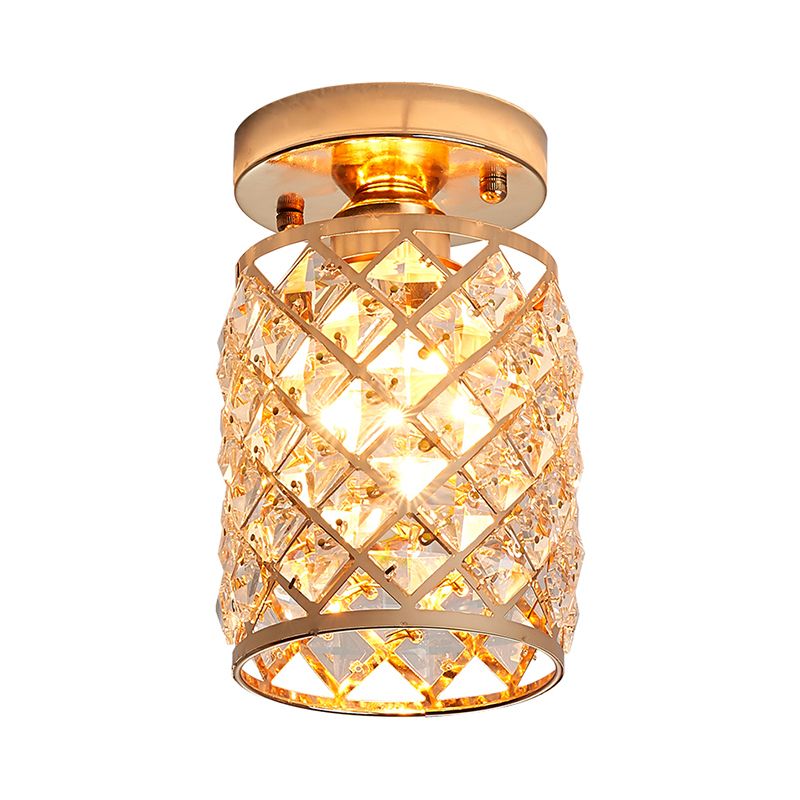 Crystal Pineapple Mini lámpara de techo semi empotrada minimalista 1 bombilla iluminación de techo para pasillo en dorado