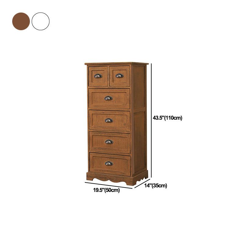 12" W Vintage Vertical Storage Chest Bedroom Solid Wood Lingerie Chest with Drawers