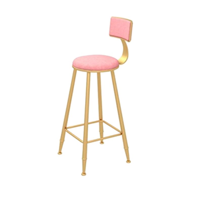 Contemporary Style Velvet Counter Stool Round Low Back Bar Stool with Metal Legs