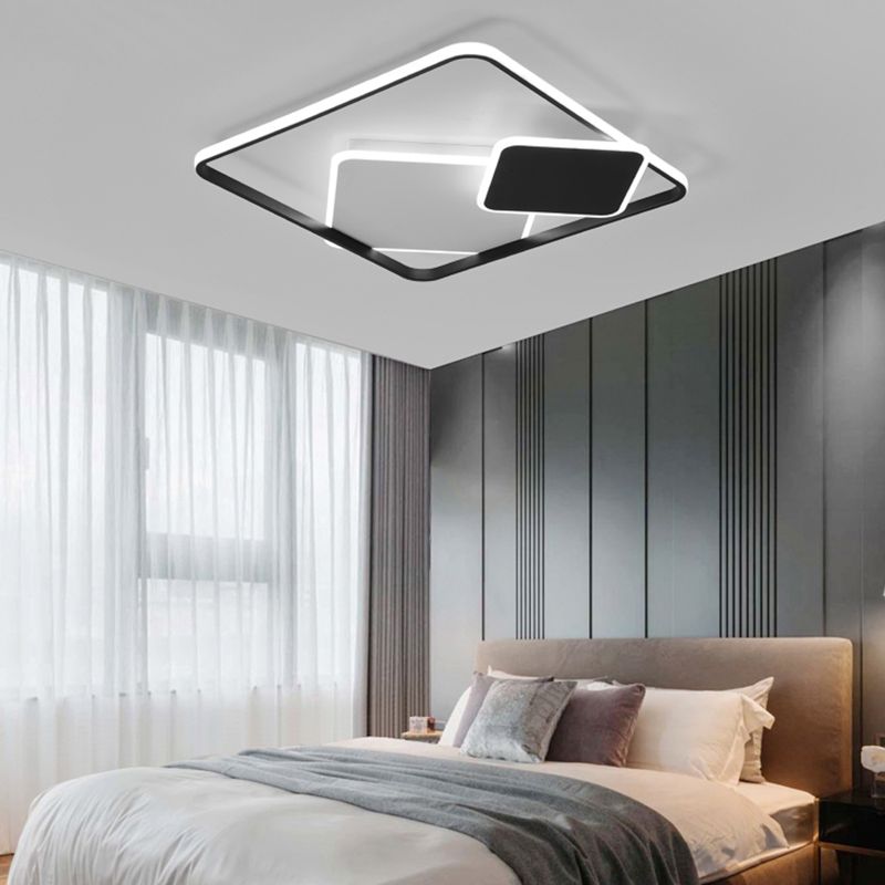 Black and White Square Flush Mount Lamp Nordic LED Acryl Ceiling Mounted Light für Schlafzimmer