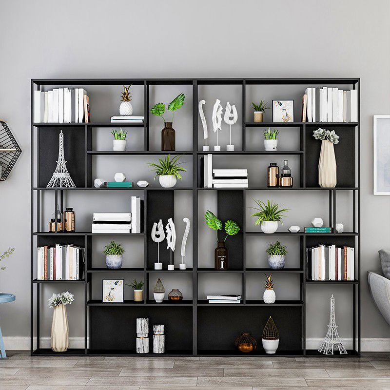 Industrial Metal Etagere Book Shelf with Rectangular Shelves Bookcase