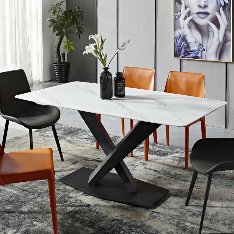 Dining Room Sets Contemporary with Sintered Stone Dining Table and Cushion Chairs