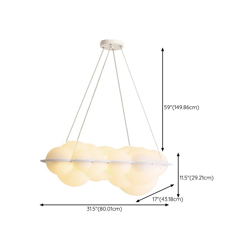Contemporary Hanging Light Cloud Island Light Fixture in White for Dining Room