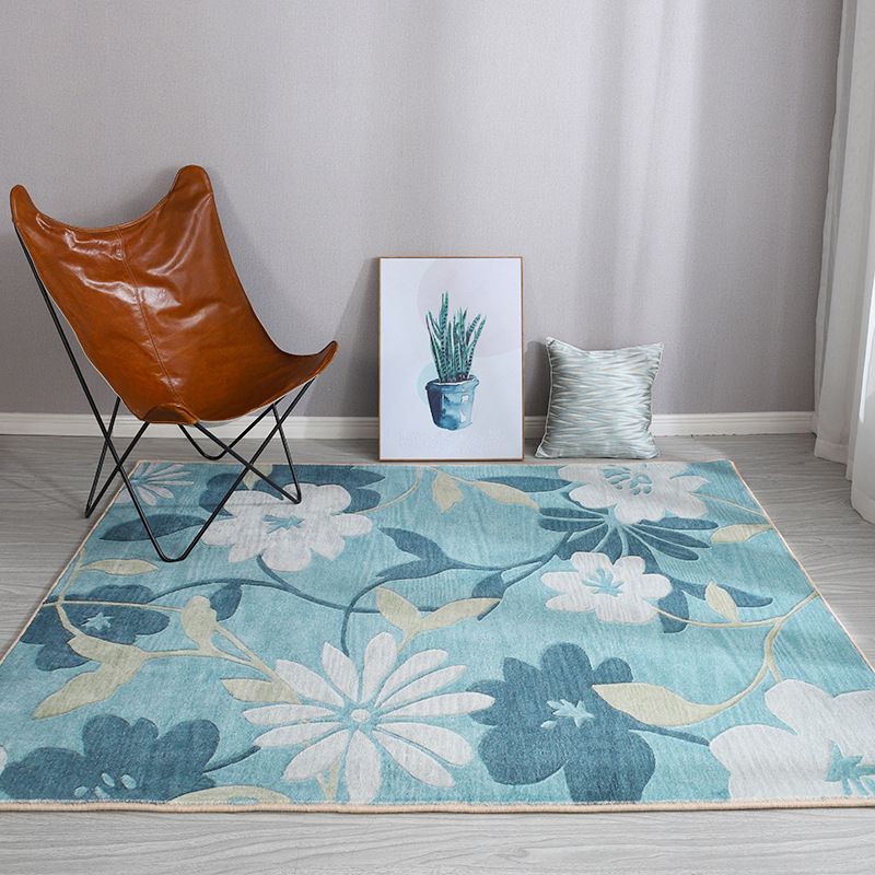 Esthetic Watercolor Print Rug Multi-Color Modern Area Rug Polyester Washable Non-Slip Backing Stain Resistant Rug for Drawing Room