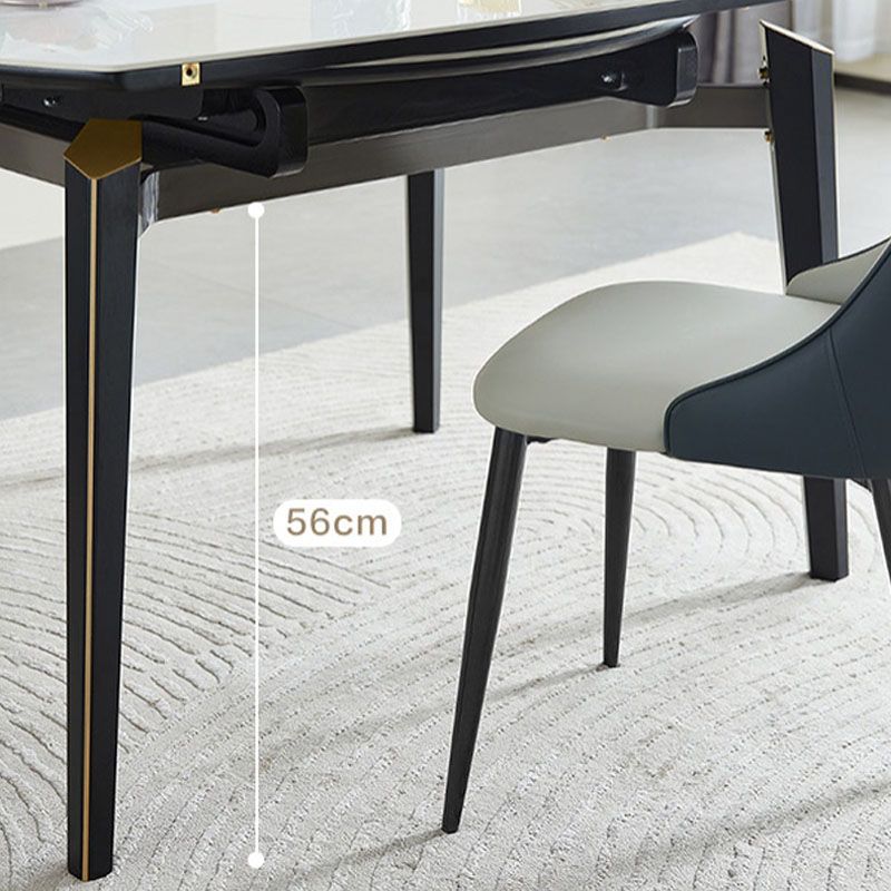 White Contemporary Round Stone Dining Table with Double Drop Leaf