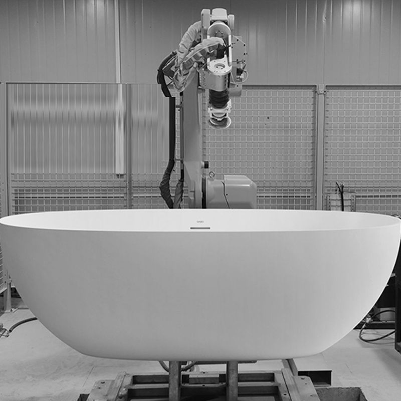 Stone Soaking Bathtub Antique Finish Modern Back to Wall Bath Tub