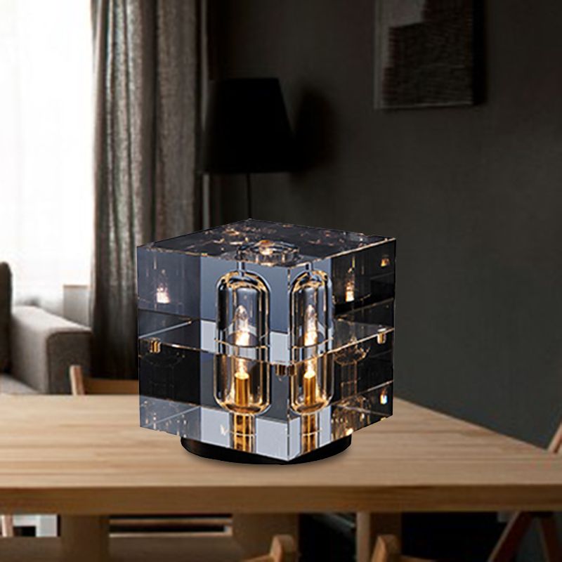 Cubic Living Room Desk Light Clear Hand-Cut Crystal LED Modernism Night Table Lamp