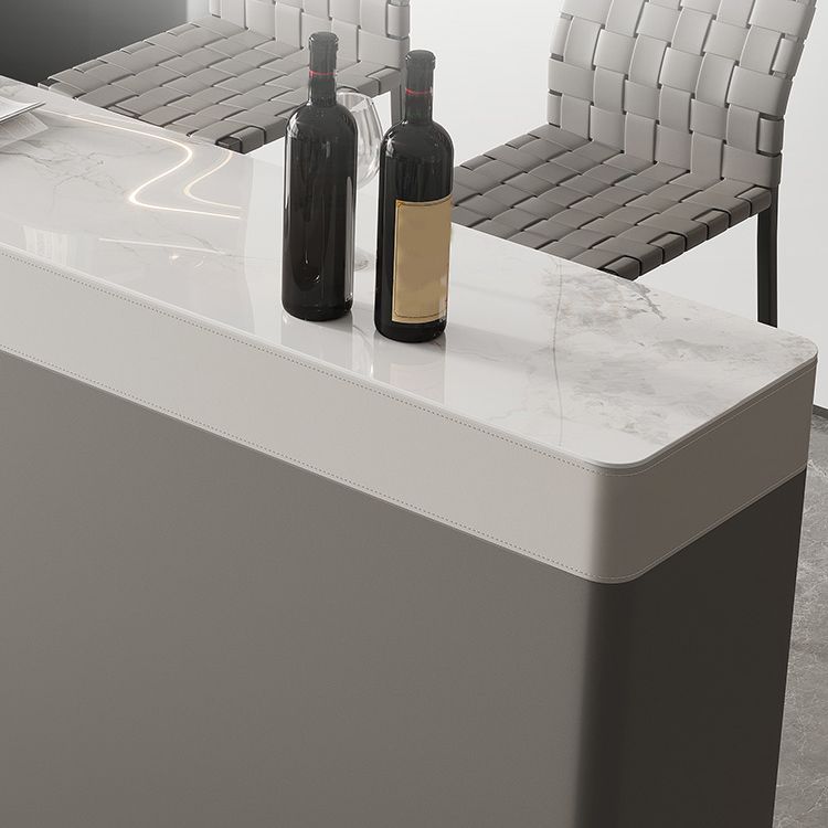 Modern Style Bistro Bar Table Rectangle Stone Top Bar Table for Living Room