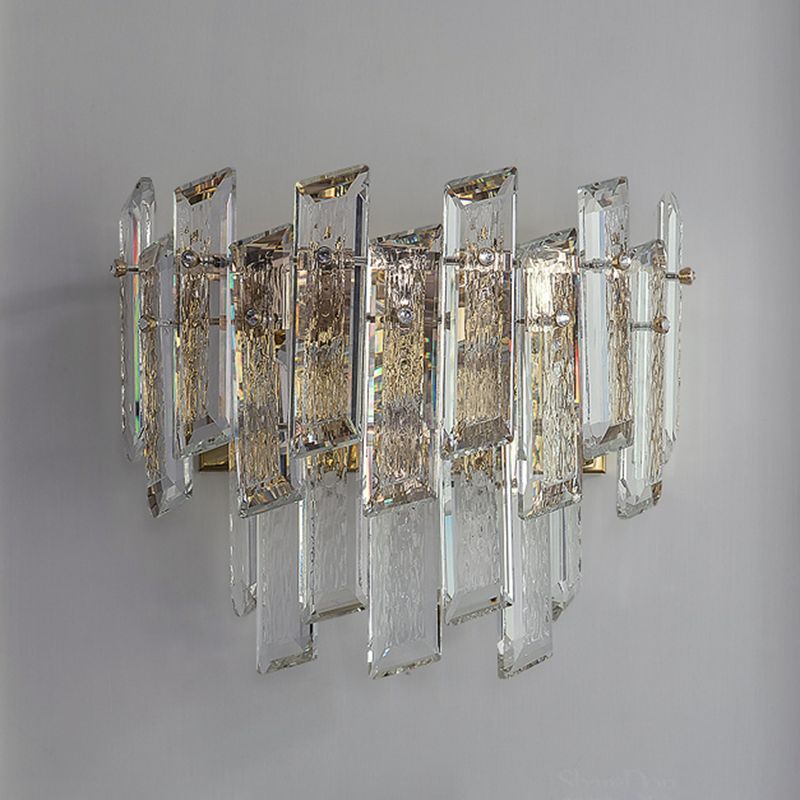 Geometric Shape Crystal Wall Sconces Modern Wall Mount Light in Gold