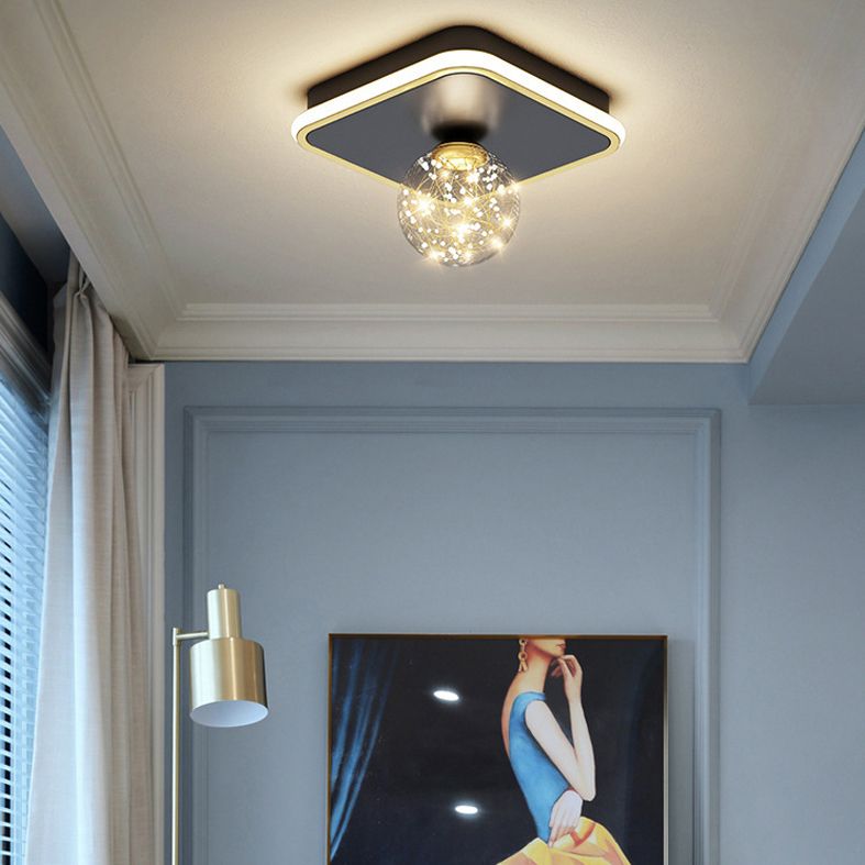 Geometric Ceiling Light Fixture Minimalist Metal LED Black Ceiling Mounted Fixture