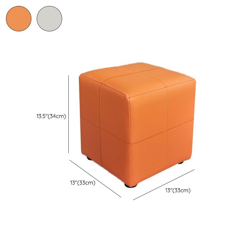 Luxury Pouf Ottoman Genuine Leather Upholstered Solid Color Square Ottoman