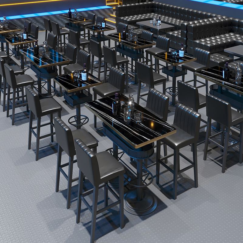 Industrial Style Bar Height Table Black Bar Dining Table with Storage