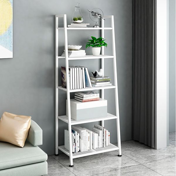13.7" W Ladder Bookcase Open Storage Metal Bookshelf with Shelves