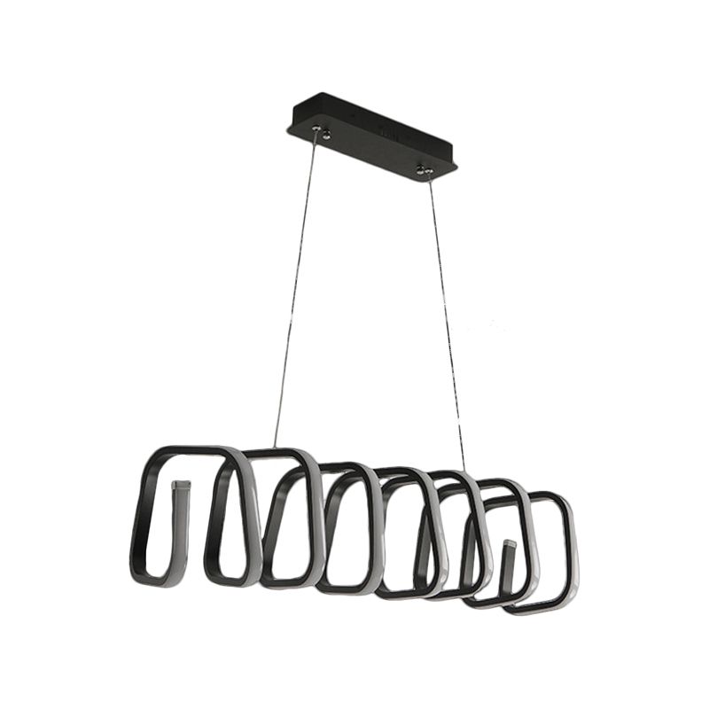 Triangle/Square Dining Room Island Light Metal LED Minimalism Ceiling Hang Fixture in Black