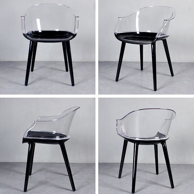 Scandinavian Style Plastic Chair Set Solid Back Arm Kitchen Single Dining Chair