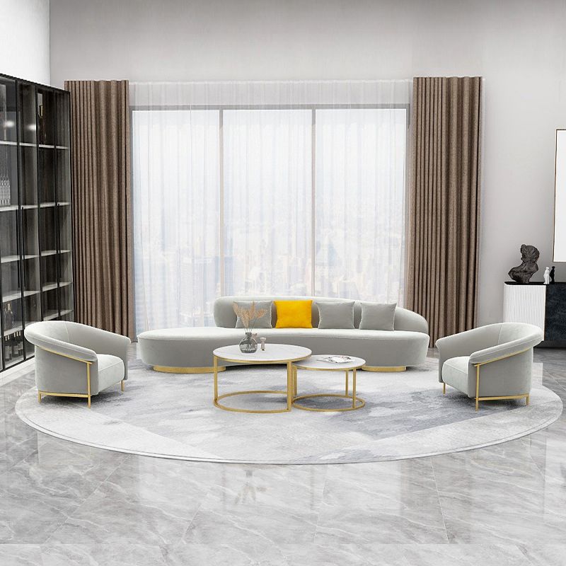 Contemporary Velvet Curved Sofa Armless Tight Back Seating for Living Room
