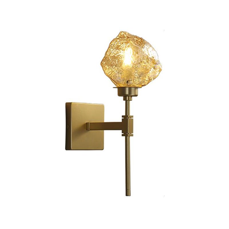Blocco ghiaccio soggiorno Soggiorno Sconce Light Sconce tradizionale Metal 1 Testa Smoke Grigio/Amber Aibrile a parete