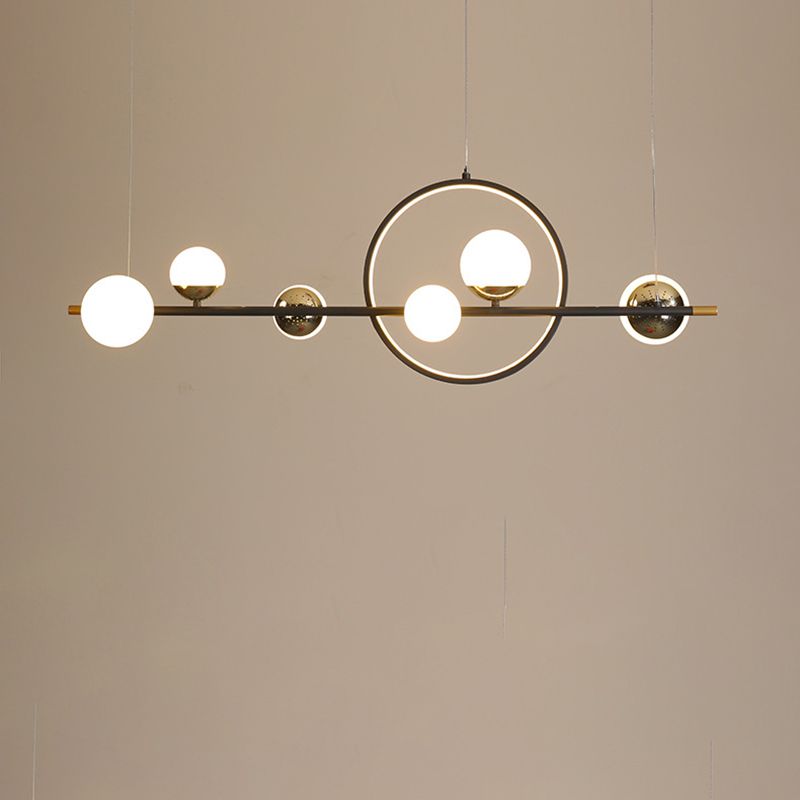 Éclairage de l'île Globe dans des lumières de l'île 7-Light de style moderne en noir