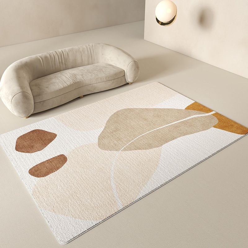 Dark Green Rug Polyester Color Block Rug Non-Slip Backing Rug for Living Room