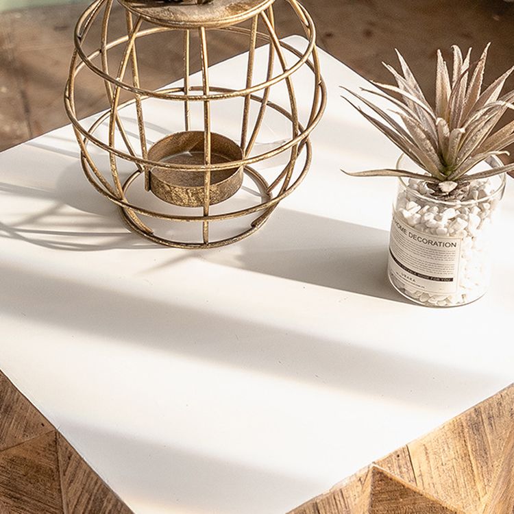 24.21" Tall Drum Side Table Solid Wood Square End Table Stand