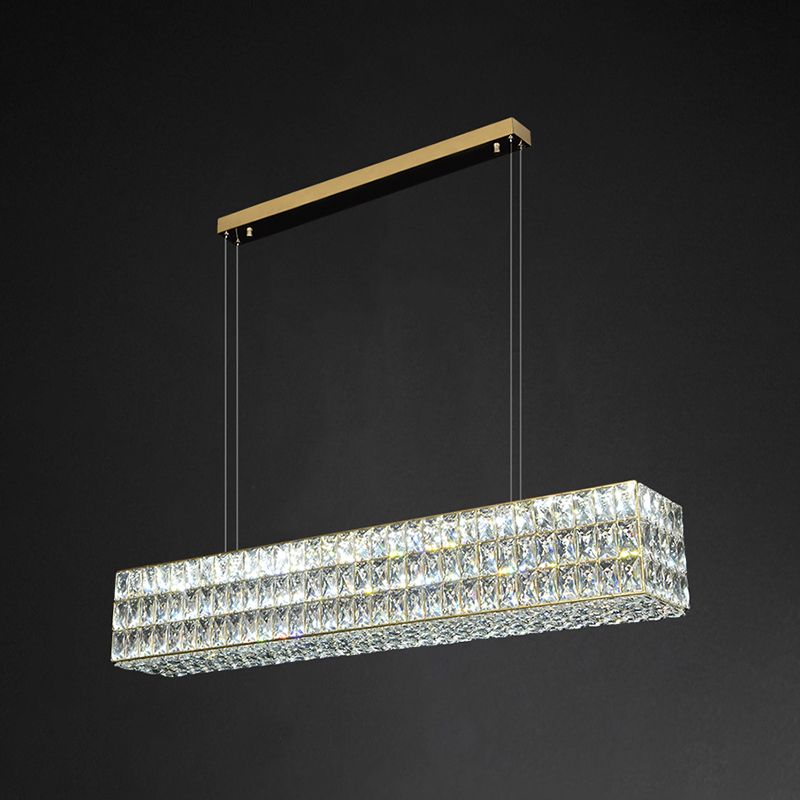Contemporary Style Rectangle Shape Island Light Crystal 1 Light Island Lighting