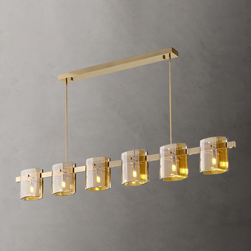 Glass Island Pendant Modern Style Island Light Fixtures for Living Room