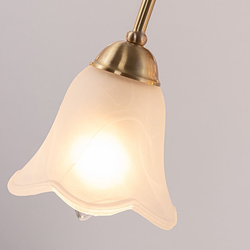 Floral Dining Room Chandelier Country Style Glass Suspension Lighting Fixture
