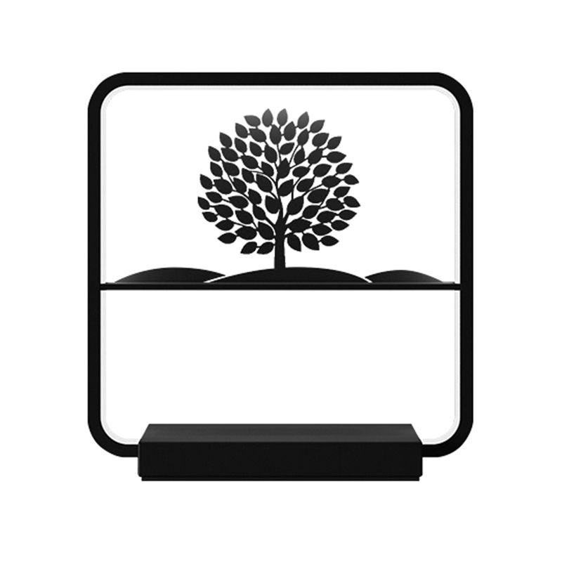 Décor d'art décor de nuit rectangulaire lampe de table de lit de chevet à LED noir chargeur sans fil avec port USB